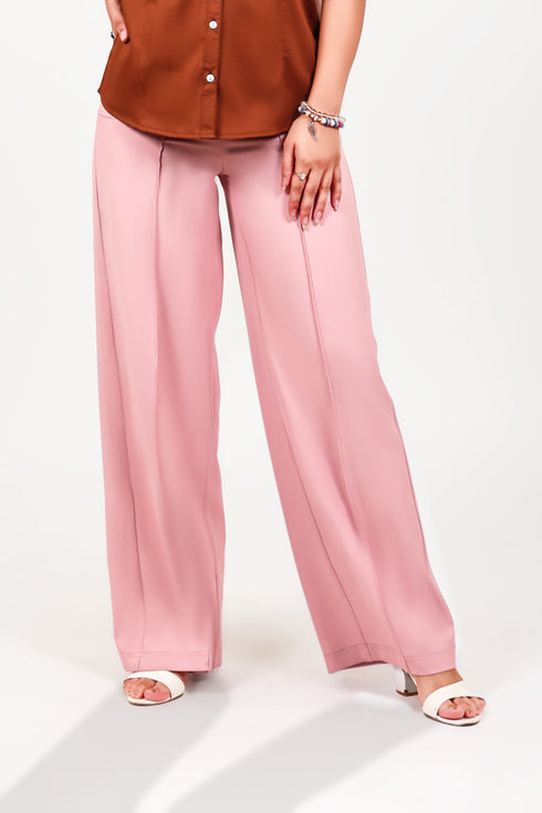 Veshbhoshaa Bluebird Women'S Pink Casual Bell Bottom Trousers