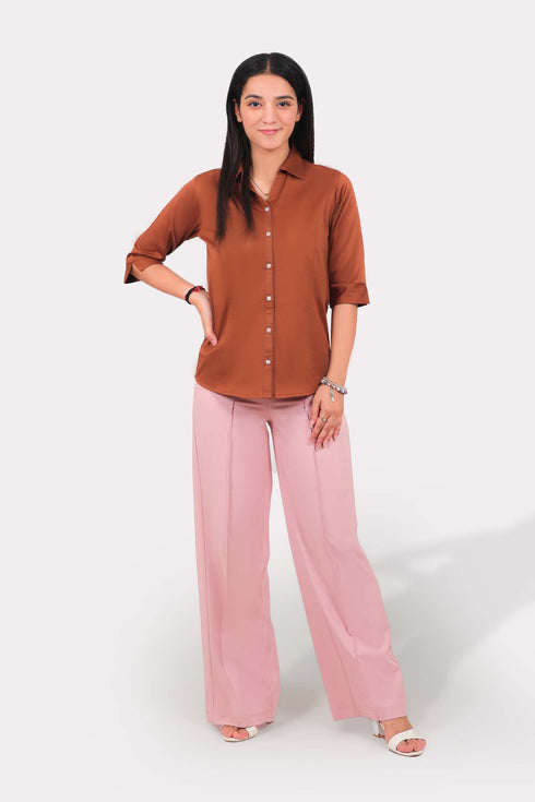 Veshbhoshaa Bluebird Women'S Coffee Formal Shirt