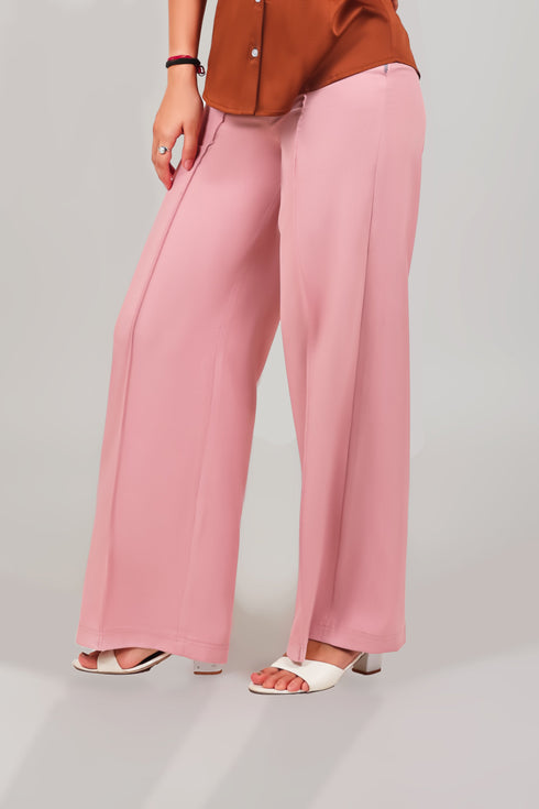 Veshbhoshaa Bluebird Women'S Pink Casual Bell Bottom Trousers