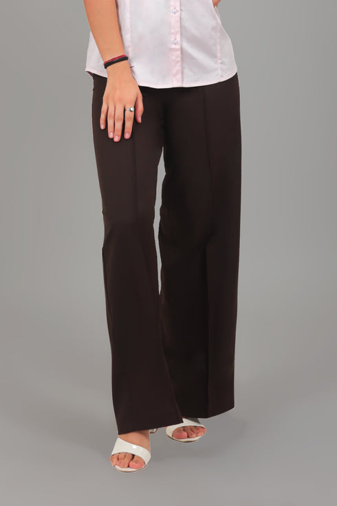 Veshbhoshaa Bluebird Women'S Chocolate Casual Bell Bottom Trousers