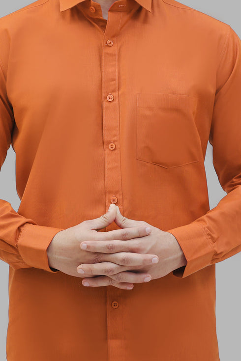 Veshbhoshaa Bluebird Men'S Orange Formal Shirt