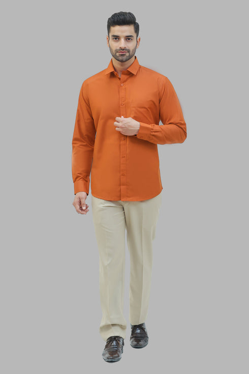 Veshbhoshaa Bluebird Men'S Orange Formal Shirt