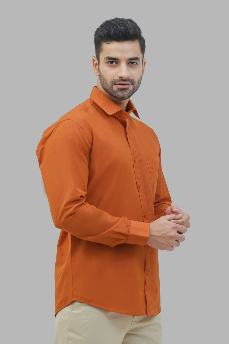 Veshbhoshaa Bluebird Men'S Orange Formal Shirt, XL