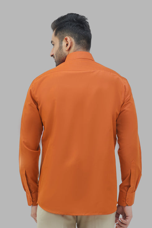 Veshbhoshaa Bluebird Men'S Orange Formal Shirt