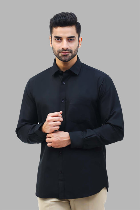Veshbhoshaa Bluebird Men'S Black Formal Shirt
