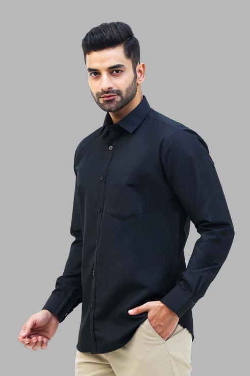 Veshbhoshaa Bluebird Men'S Black Formal Shirt