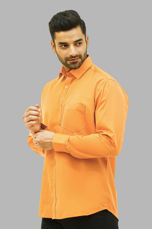 Veshbhoshaa Bluebird Men'S Orange Yellow Formal Shirt