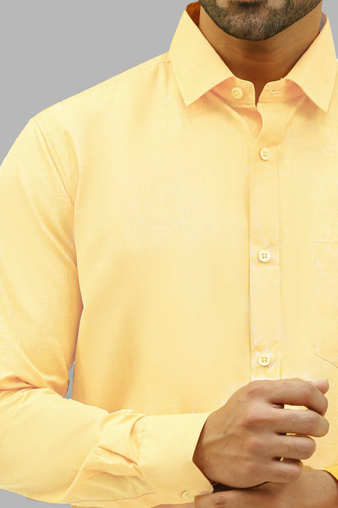 Veshbhoshaa Bluebird Men'S Light Yellow Formal Shirt