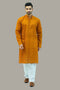 Veshbhoshaa Bluesaanchi Men'S Mustard Murli Chikankari Embroidery Kurta Pyjama Set