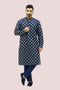Veshbhoshaa Bluesaanchi Men'S Dark Blue Dupion Silk Kurta Set