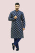 Veshbhoshaa Bluesaanchi Men'S Dark Blue Dupion Silk Kurta Set
