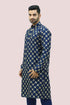 Veshbhoshaa Bluesaanchi Men'S Dark Blue Dupion Silk Kurta Set