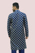 Veshbhoshaa Bluesaanchi Men'S Dark Blue Dupion Silk Kurta Set