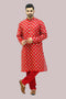 Veshbhoshaa Bluesaanchi Men'S Red Mirror Embroidery Kurta Set