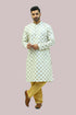 Veshbhoshaa Bluesaanchi Men'S White Mirror Embroidery Kurta Set