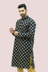 Veshbhoshaa Bluesaanchi Men'S Black Mirror Work Silk Kurta Set