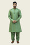Veshbhoshaa Bluesaanchi Men'S Dark Green Raw Silk Kurta Set