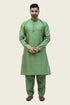 Veshbhoshaa Bluesaanchi Men'S Dark Green Raw Silk Kurta Set