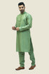 Veshbhoshaa Bluesaanchi Men'S Dark Green Raw Silk Kurta Set