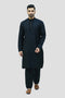 Veshbhoshaa Bluesaanchi Men'S Black Raw Silk Kurta Set