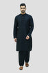 Veshbhoshaa Bluesaanchi Men'S Black Raw Silk Kurta Set