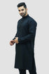Veshbhoshaa Bluesaanchi Men'S Black Raw Silk Kurta Set