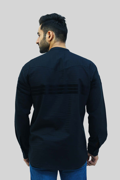 Veshbhoshaa Bluebird Men'S Black Casual Short Kurta