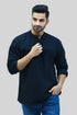 Veshbhoshaa Bluebird Men'S Black Casual Short Kurta