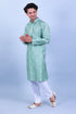 Veshbhoshaa Bluesaanchi Men'S Green Embroidery Glass Kurta Set