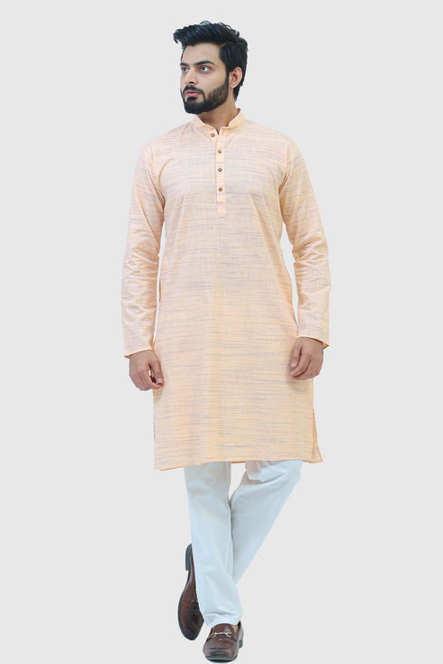 Veshbhoshaa Bluesaanchi Men'S Light Orange Kurta Set