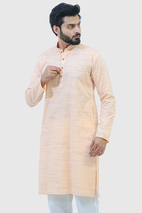 Veshbhoshaa Bluesaanchi Men'S Light Orange Kurta Set