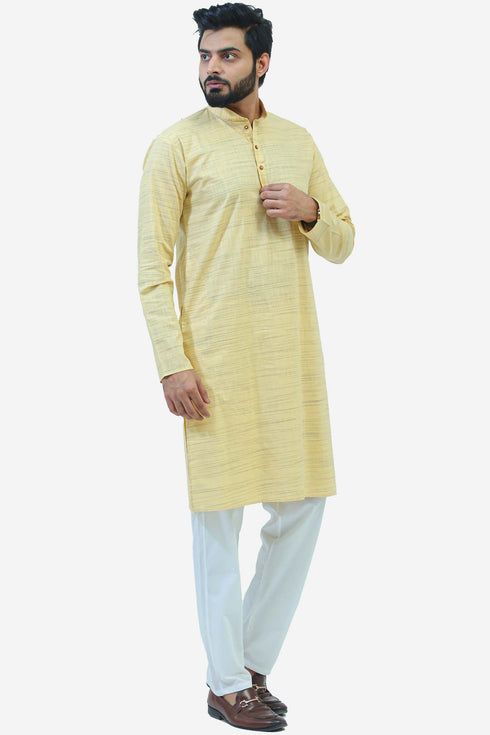 Veshbhoshaa Bluesaanchi Men'S Lemon Yellow Casual Kurta Set