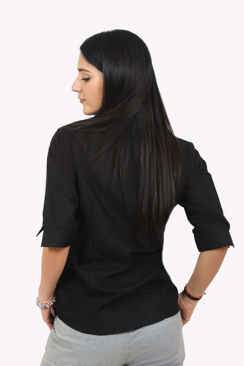 Veshbhoshaa Bluebird Women'S Black Formal Shirt