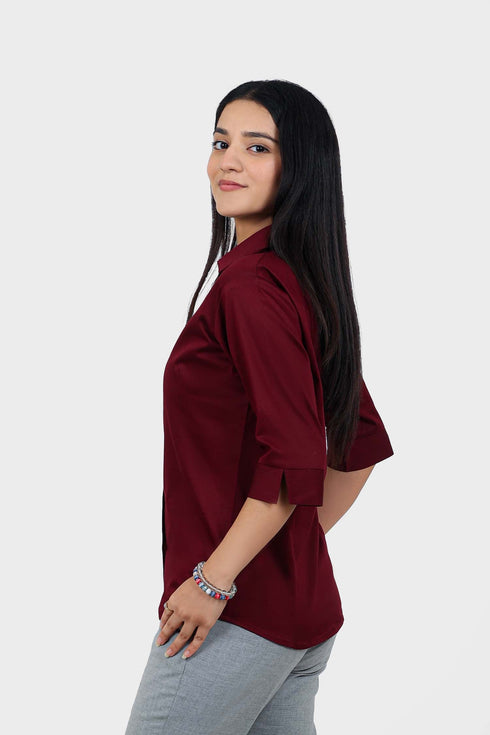Veshbhoshaa Bluebird Women'S Maroon Formal Shirt