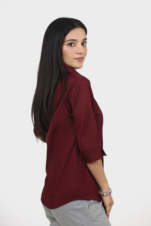 Veshbhoshaa Bluebird Women'S Maroon Formal Shirt