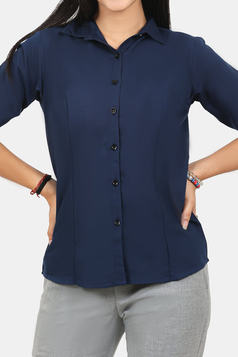 Veshbhoshaa Bluebird Women'S Navy Blue Formal Shirt
