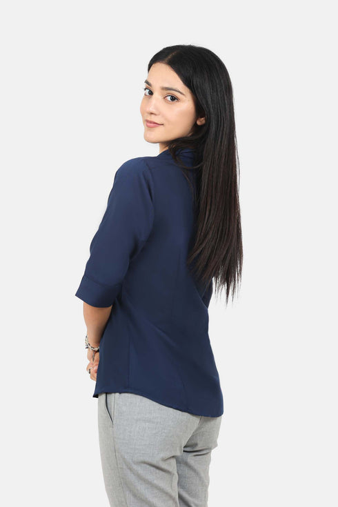 Veshbhoshaa Bluebird Women'S Navy Blue Formal Shirt