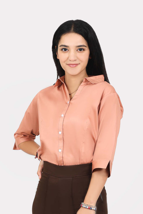 Veshbhoshaa Bluebird Women'S Peach Formal Shirt