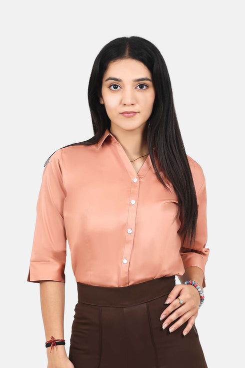 Veshbhoshaa Bluebird Women'S Peach Formal Shirt