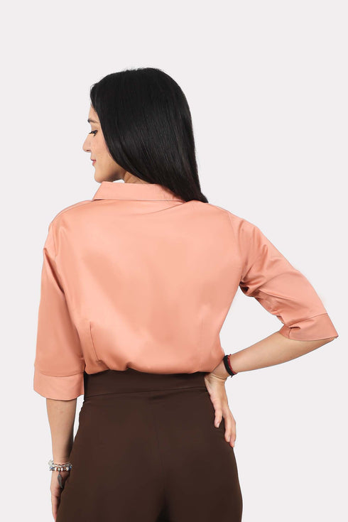 Veshbhoshaa Bluebird Women'S Peach Formal Shirt