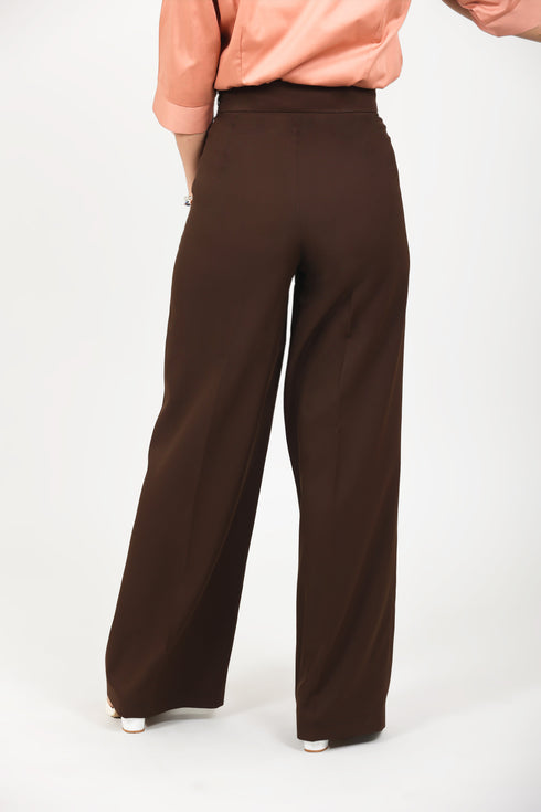 Veshbhoshaa Bluebird Women'S Dark Brown Casual Bell Bottom Trousers