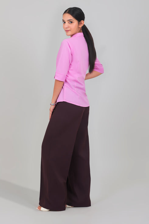 Veshbhoshaa Bluebird Women'S Dark Purple Casual Bell Bottom Trousers
