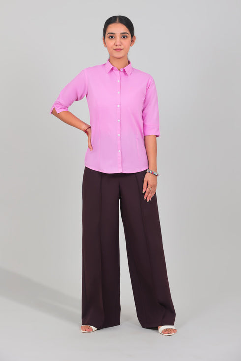 Veshbhoshaa Bluebird Women'S Dark Purple Casual Bell Bottom Trousers