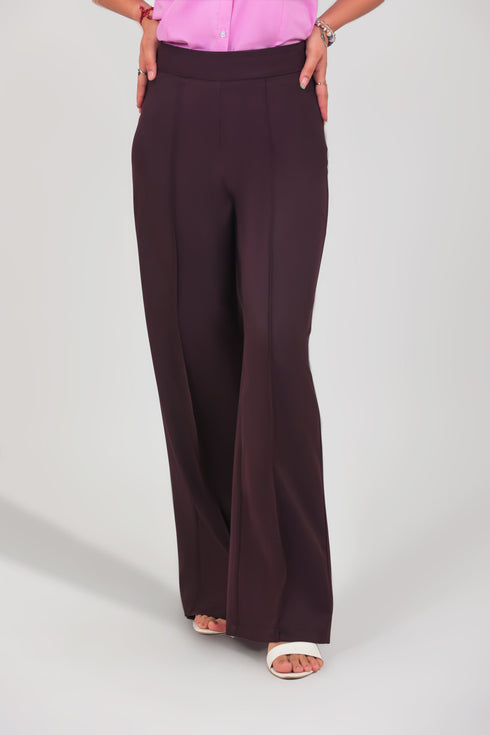 Veshbhoshaa Bluebird Women'S Dark Purple Casual Bell Bottom Trousers