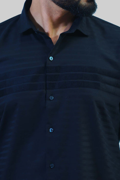 Veshbhoshaa Bluebird Men'S Black Lining Casual Shirt