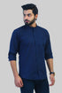 Veshbhoshaa Bluebird Men'S Navy Blue Mandarin Collar Casual Shirt