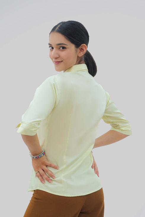 Veshbhoshaa Bluebird Women'S Light Yellow Formal Shirt