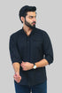 Veshbhoshaa Bluebird Men'S Black Mandarin Collar Casual Shirt