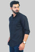 Veshbhoshaa Bluebird Men'S Black Mandarin Collar Casual Shirt