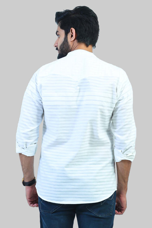 Veshbhoshaa Bluebird Men'S White Casual Short Kurta